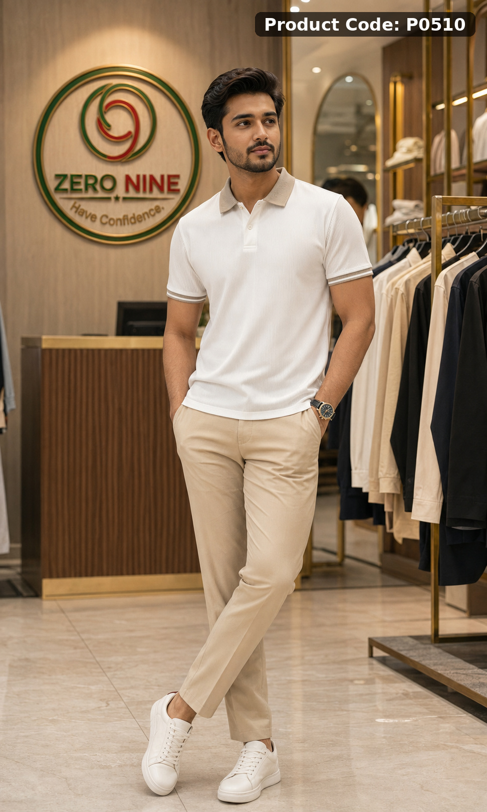Premium White Polo    P0510